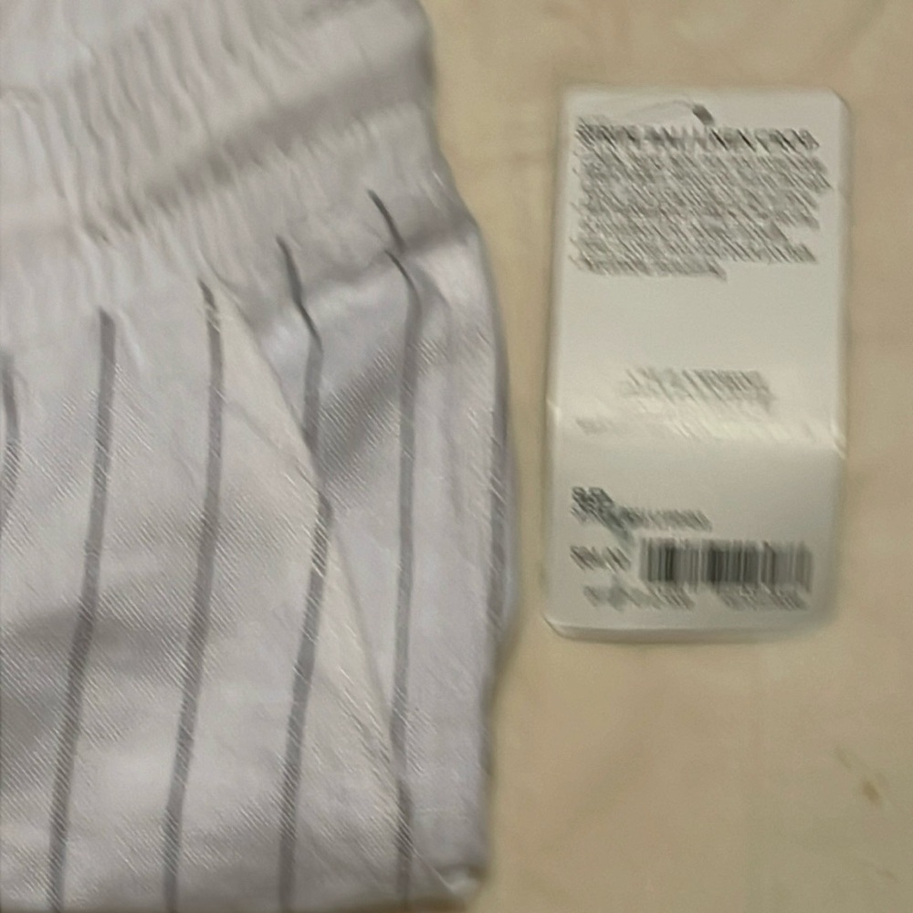 Athleta Linen Striped Bali Cropped Pants Womens Size 8P White Drawstring Sheer - Picture 6 of 7